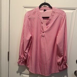 Pink & White Vertical Stripe Blouse